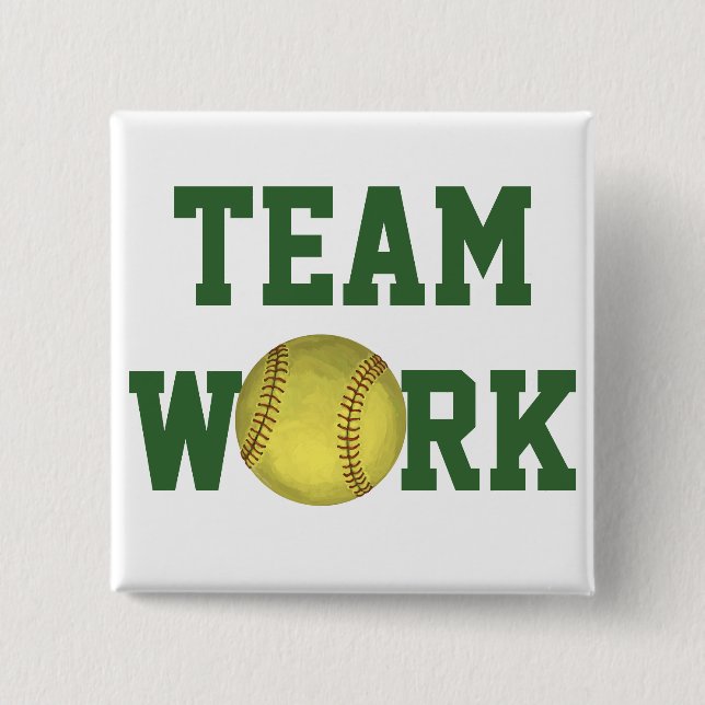 Painted Softball Art 2 Inch Square Button (Front)