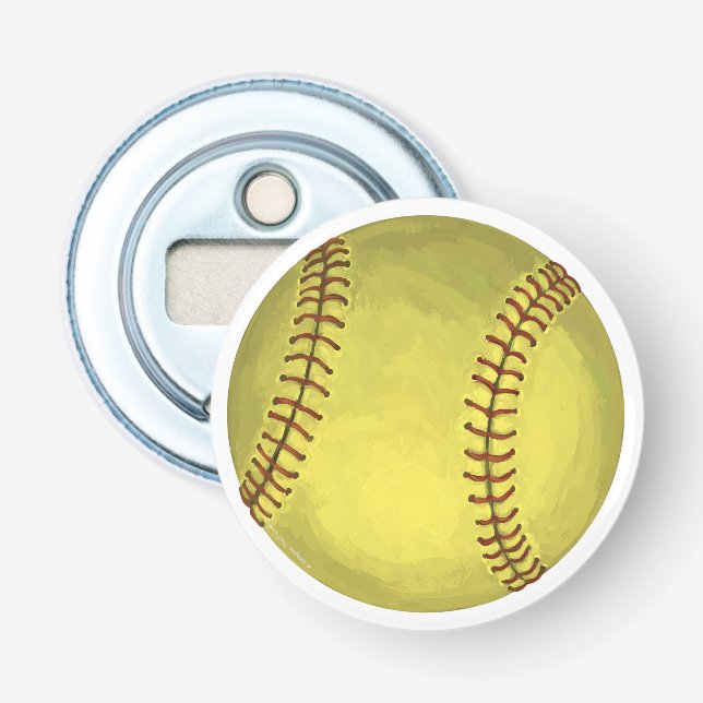 Painted Softball Art Bottle Opener (Front)