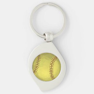 Painted Softball Art Keychain