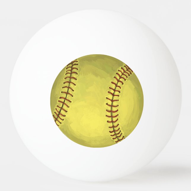 Painted Softball Art Ping Pong Ball (Back)