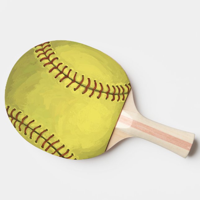 Painted Softball Art Ping Pong Paddle (Side)