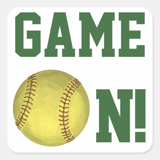 Painted Softball Art Square Sticker (Front)