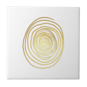 Painted Spiral Swirl in Faux Sparkly Gold Tile