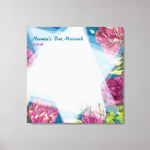 PAINTED SPRING FLOWERS Bat Mitzvah Sign-In Board Canvas Print