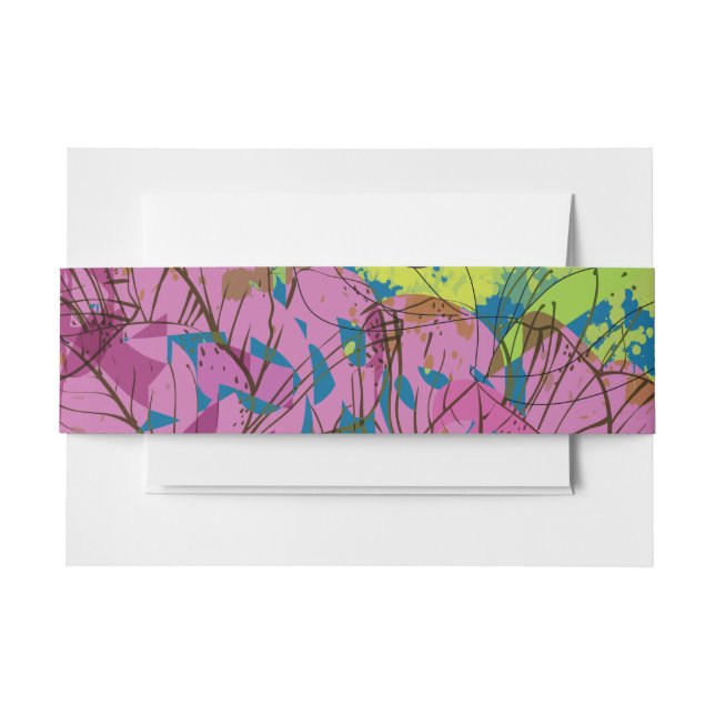 PAINTED SPRING FLOWERS Bat Mitzvah Wrap Band Invitation Belly Band (Front Example)