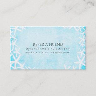 Painted Starfish Aqua Blue Beach Refer a Friend Referral Card
