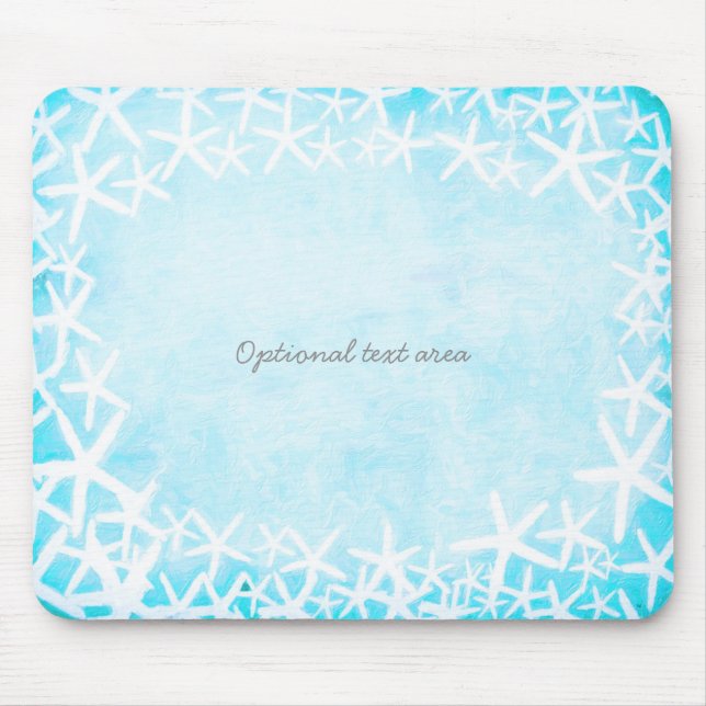 Painted Starfish Aqua Blue Tropical Beach Custom Mouse Pad (Front)