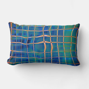 painted stripes and funky lines dark blue modern  lumbar pillow