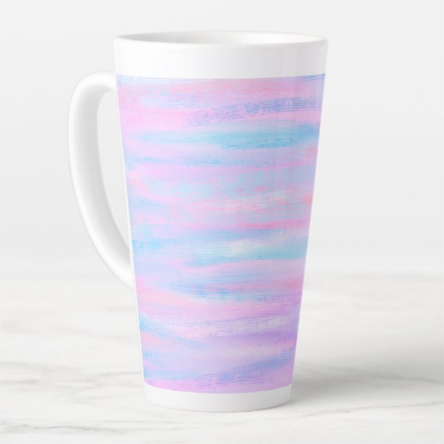 Painted Stripes Turquoise Pink Purple Latte Mug (Left Angle)