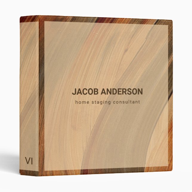 Painted Stroke Beige Frame 3 Ring Binder (Front/Spine)