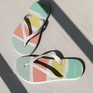 Painted Summer Stripes Sunwashed Neon Flip Flops