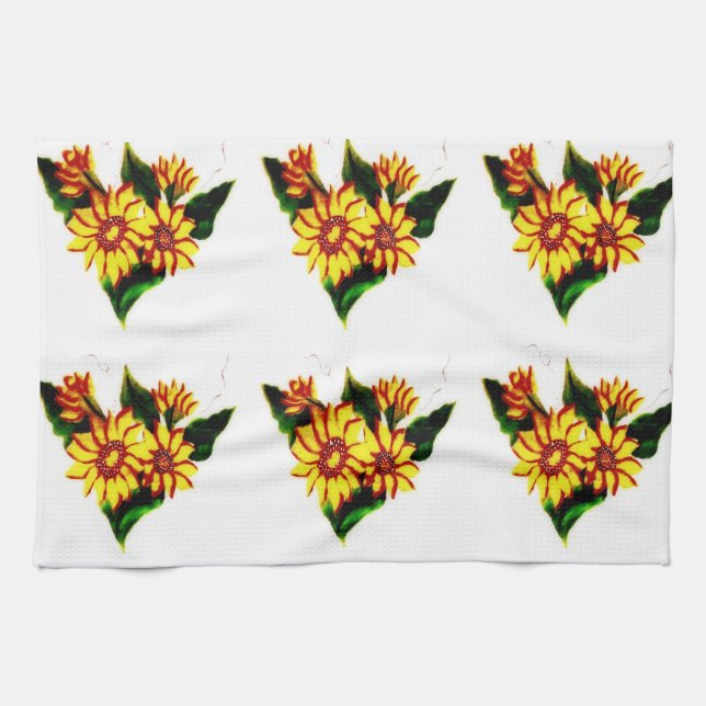 Painted Sun Flowers Kitchen Towel (Horizontal)