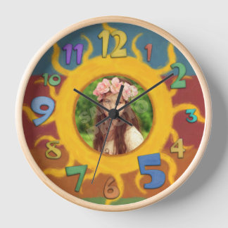 Painted Sun Photo Template Clock