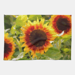 Painted Sunflower. Kitchen Towel