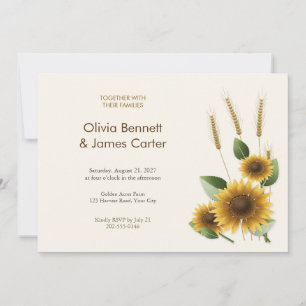 Painted Sunflowers and Wheat Wedding Invitation