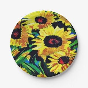 Painted Sunflowers Custom Paper Plate