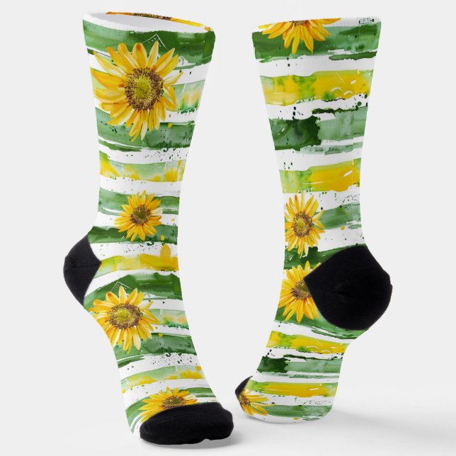 painted sunflowers socks (Angled)