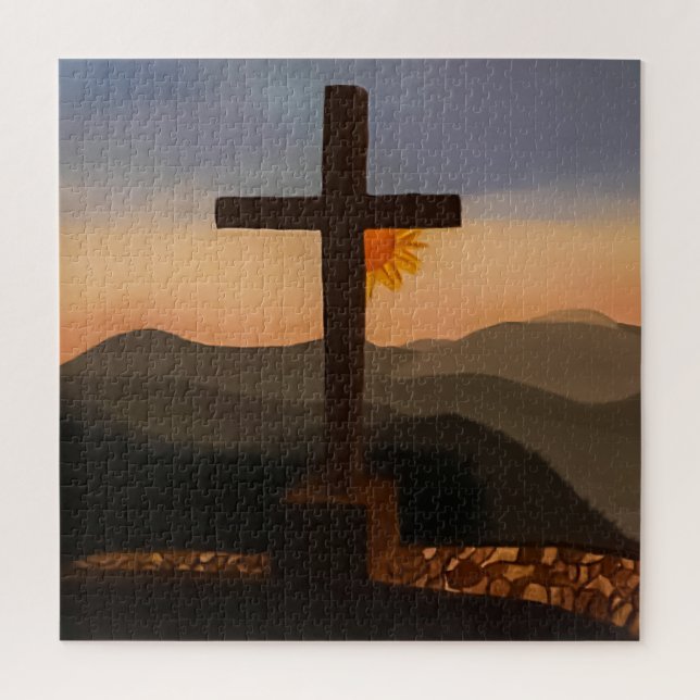 Painted Sunrise at Pretty Place.   Acrylic Print Jigsaw Puzzle (Vertical)
