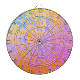 painted texture in sunset colours dartboard