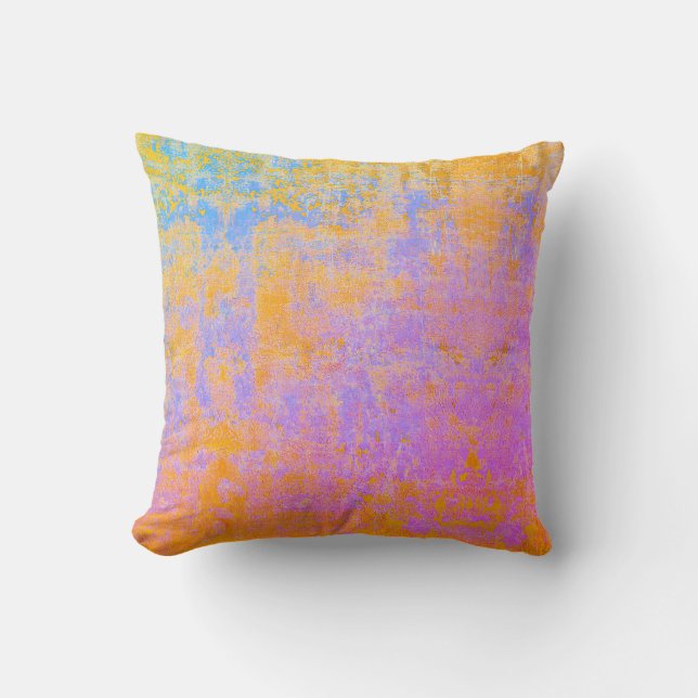 painted texture in sunset colours throw pillow (Front)