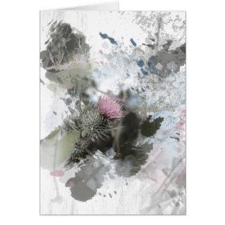 Painted thistle on textured background