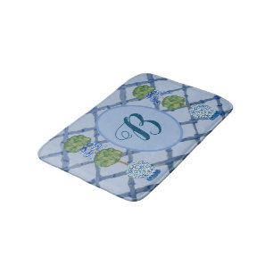 Painted Topiary Chinoiserie Ginger Jars Jar  Bath Mat