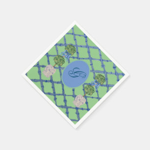 Painted Topiary Chinoiserie Ginger Jars Jar  Napkin