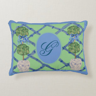 Painted Topiary Chinoiserie Ginger Jars Jar Throw  Accent Pillow