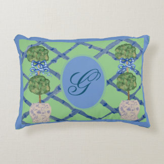 Painted Topiary Chinoiserie Ginger Jars Jar Throw Accent Pillow