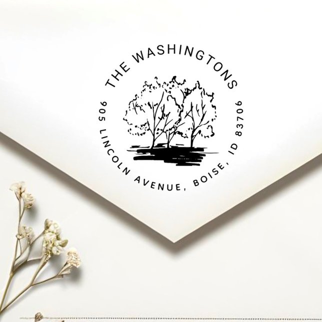 Painted Tree Personalized Return Address Self-inking Stamp (Creator Uploaded)