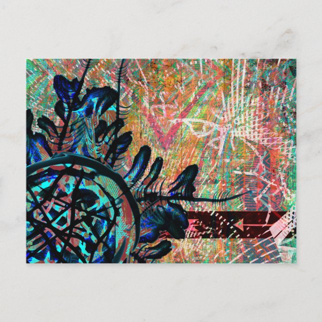 Painted Tribal Flower Boho Southwest Arrow Pattern Postcard (Front)