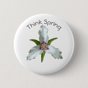Painted Trillium Spring Wildflower Pin Button