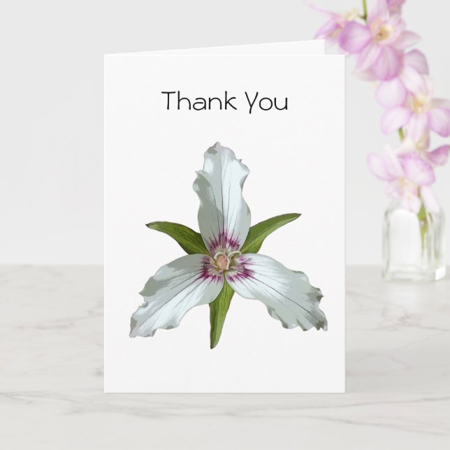 Painted Trillium Spring Wildflower Thank You Card (Orchid)