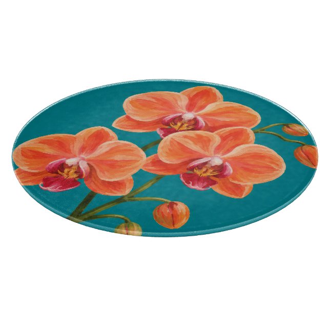 Painted tropical flower art cutting board (Corner)