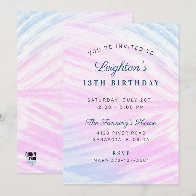 Painted Tropical Leaf Birthday Invitation (Front/Back)