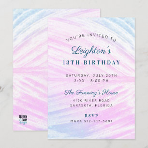 Painted Tropical Leaf Birthday Invitation