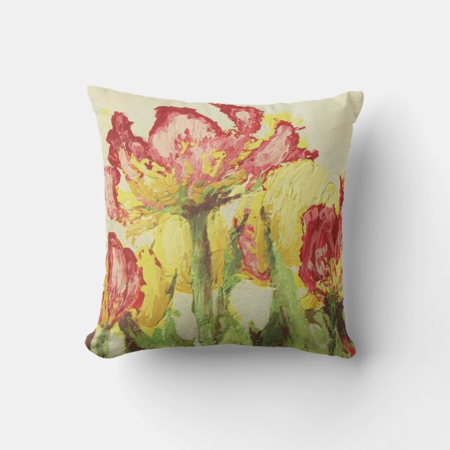 Painted Tulip Outdoor Pillow Throw (Front)