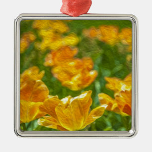 Painted Tulips Metal Ornament