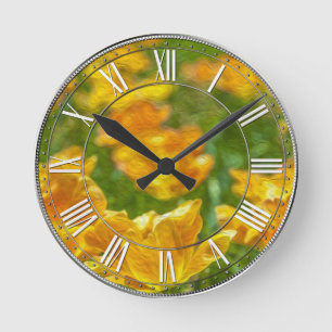 Painted Tulips Round Clock