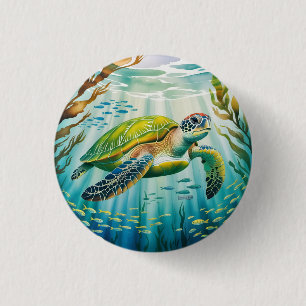 Painted Turtle 1 Inch Round Button
