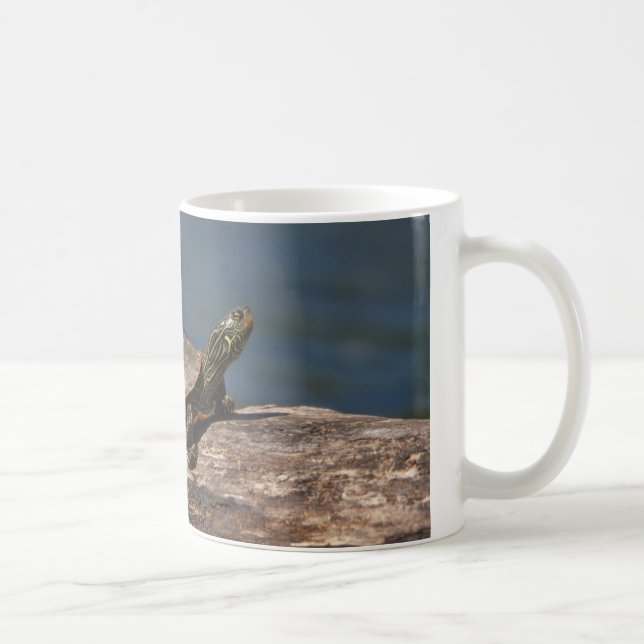 Painted turtle on a log coffee mug (Right)