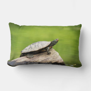 Painted Turtle on a log Lumbar Pillow