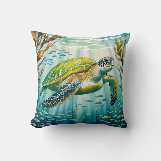 Painted Turtle Throw Pillow (Front)