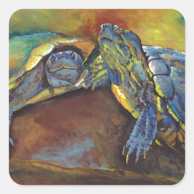 Painted Turtles Square Sticker (Front)