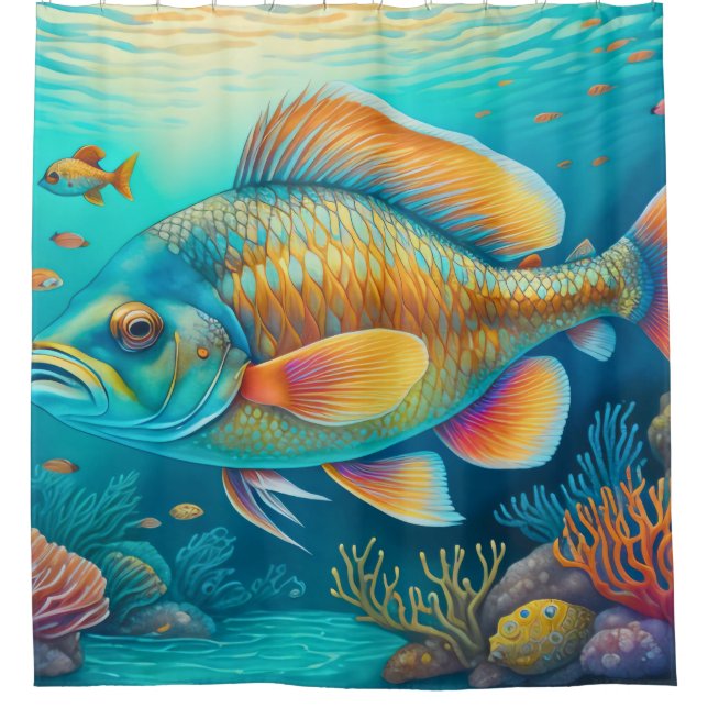 Painted Underwater Reef Scene Fish Coral (Front)