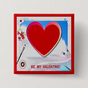 Painted Valentine Heart Add Your Photo 2 Inch Square Button