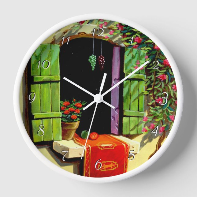 Painted Villa Window Round Clock (Front)