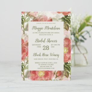 Painted Vintage Floral Bridal Shower Invitation