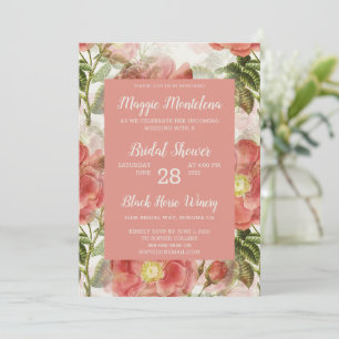 Painted Vintage Floral Bridal Shower Invitation