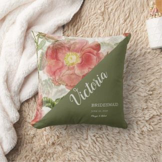 Painted Vintage Floral Throw Pillow